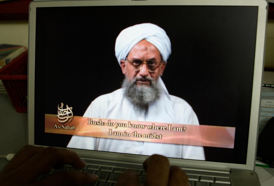 As seen on a computer screen from a DVD prepared by As Sahab production, Al Qaeda's Ayman Zawahiri speaks in Islamabad, Pakistan, on June 20, 2006.