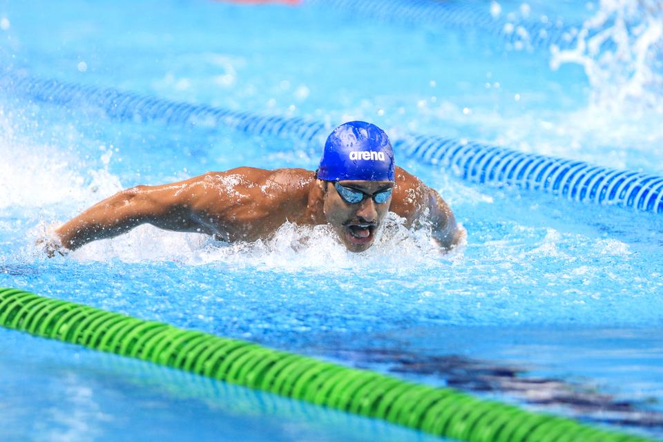 Abdulaziz al Obaidly of Kuwait competes during swimming competitions. — Anadolu Agency