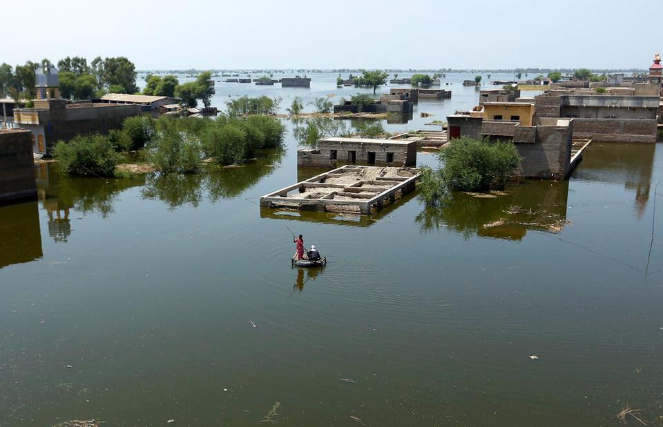 The floods have submerged entire villages in the southern province of Sindh where aid agencies have raised alarm about the spread of water-borne diseases.