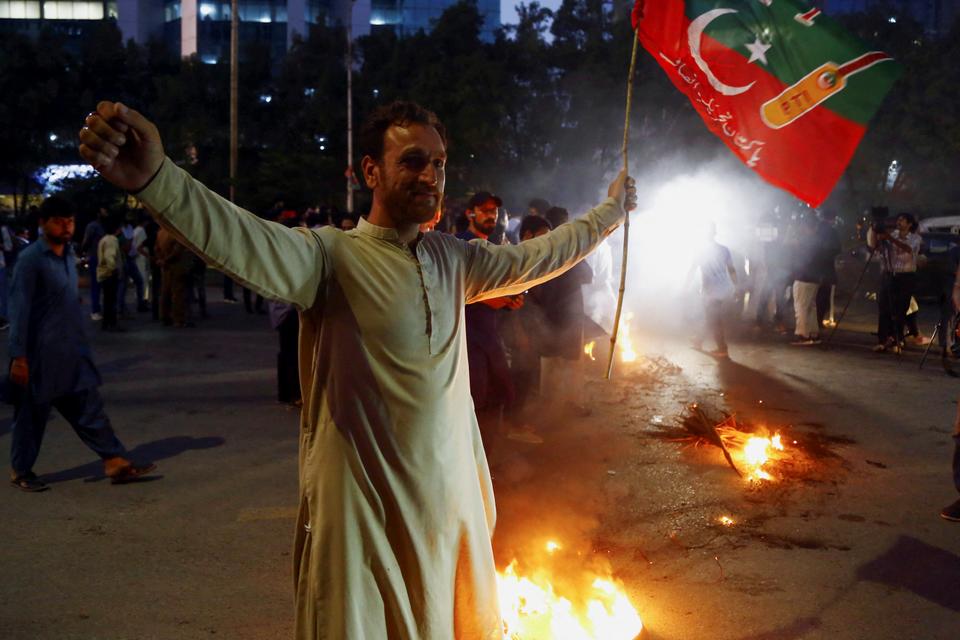 Protests are also reported in Pakistan's commercial hub Karachi.