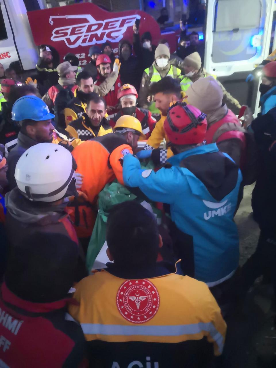 Ramazan Yucel, 45, is rescued from rubble 207 hours after earthquakes hit multiple provinces of Türkiye including Adiyaman.