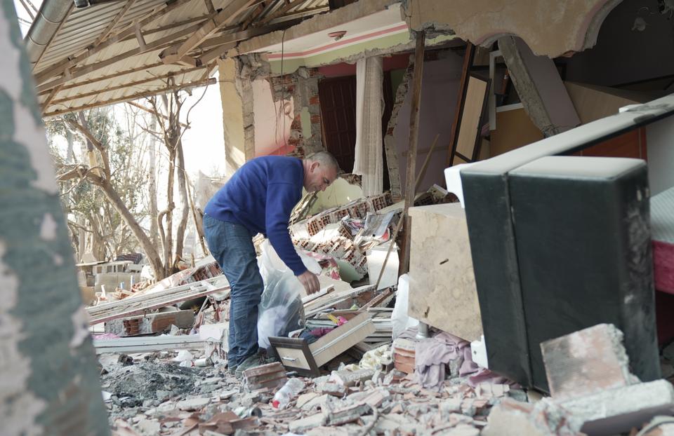 Abdi Dogan along with his wife and four daughters managed to escape their house in Islahiye before it came tumbling down after the twin quakes on February 6.