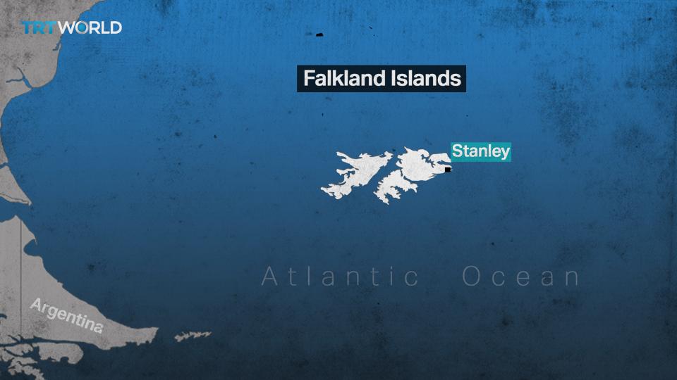 The islands are located in the South Atlantic about 600 kilometres from the Argentinian mainland and some 12, 985 kilometres from UK.