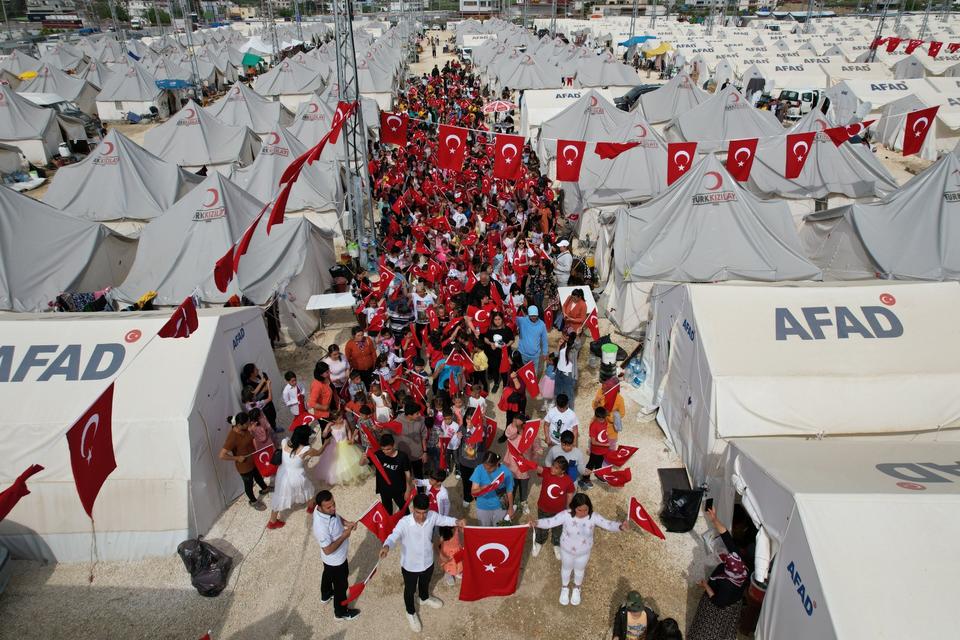 A celebration event was held for children who were displaced by the earthquakes in Hatay's Defne district.