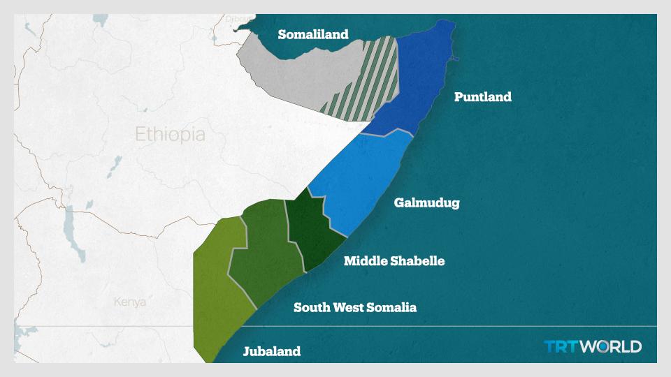 Somalia is composed of federal member states which operate with varying degrees of autonomy. Somaliland in the northwest considers itself independent from Somalia.