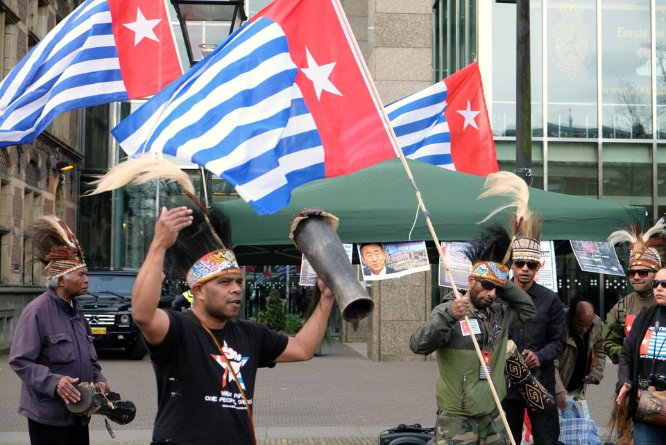 West Papua's morning star flag has been used as a separatist group symbol. April 22, 2016.