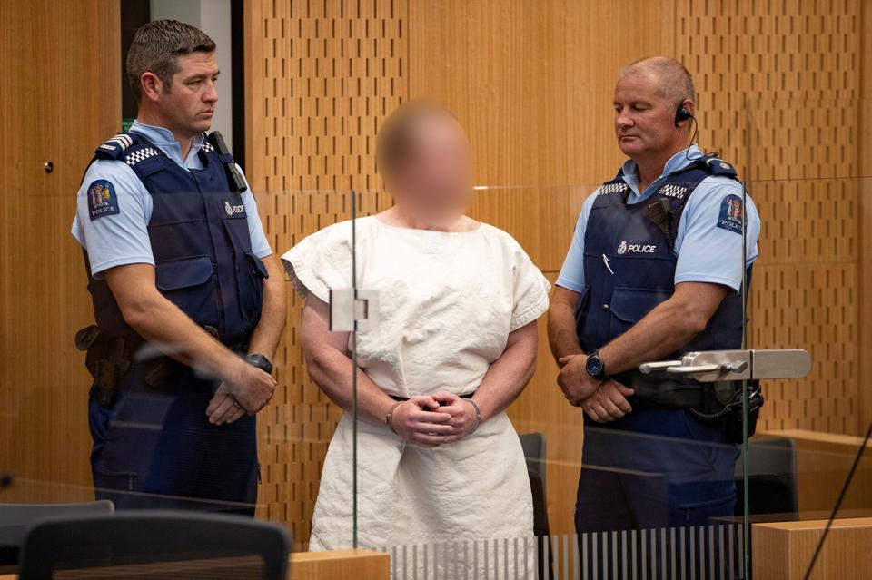 Brenton Tarrant, charged for murder in relation to the mosque attacks, is seen in the dock during his appearance in the Christchurch District Court, New Zealand March 16, 2019.