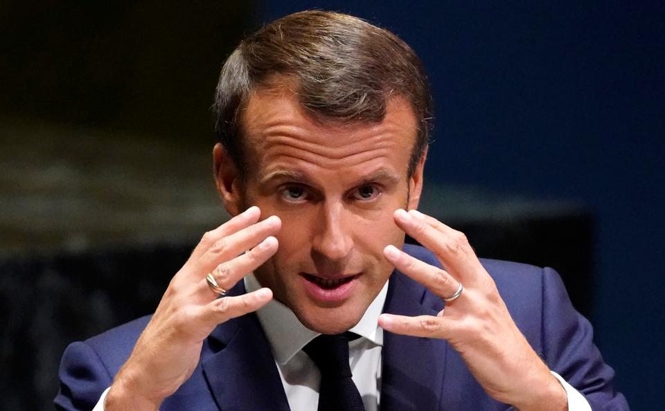 French President Emmanuel Macron addresses the 74th session of the United Nations General Assembly at UN headquarters in New York City, New York, US, September 24, 2019.