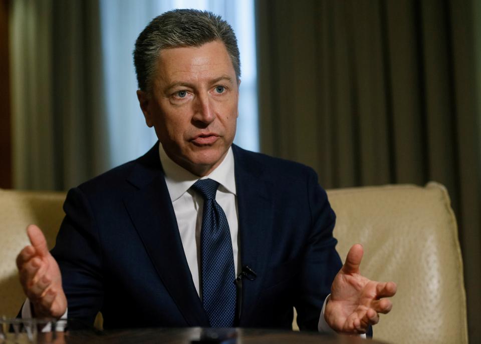 FILE PHOTO - Kurt Volker, United States Special Representative for Ukraine Negotiations, gestures during an interview with Reuters in Kiev, Ukraine on October 28, 2017.