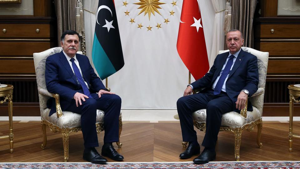 President of Turkey Recep Tayyip Erdogan receives Chairman of the Presidential Council of Libya Fayez al-Sarraj at Presidential Complex in Ankara, Turkey on March 20, 2019.