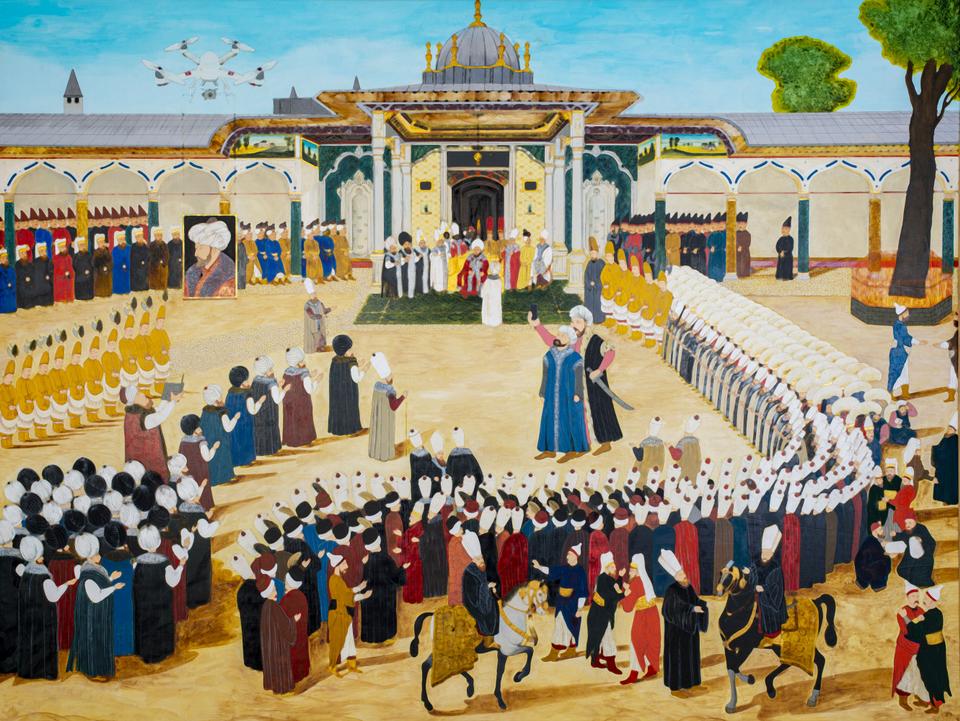 “Sultan’s Accession to the Throne Ceremony with Drone” by Halil Altindere, 2018.