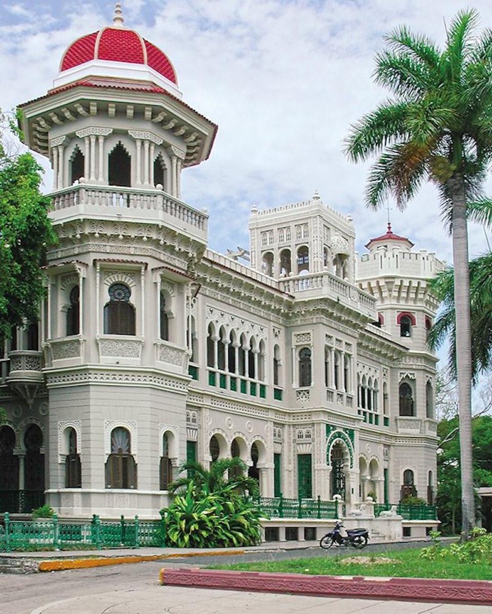 Built between 1913 and 1917 near Cienfuegos, Cuba, the palace for Aciscio del Valle y Blanco shows Alhambra-inspired eclecticism that includes Spanish ironwork, Talavera mosaics, Cuban wood, European glasswork and more